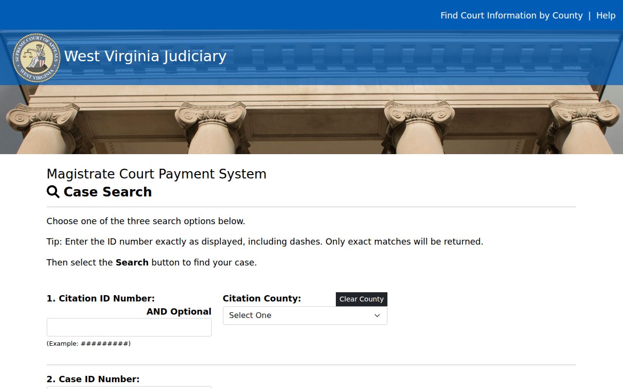 Greenbrier County deed records related court search through the WV Magistrate Case Search